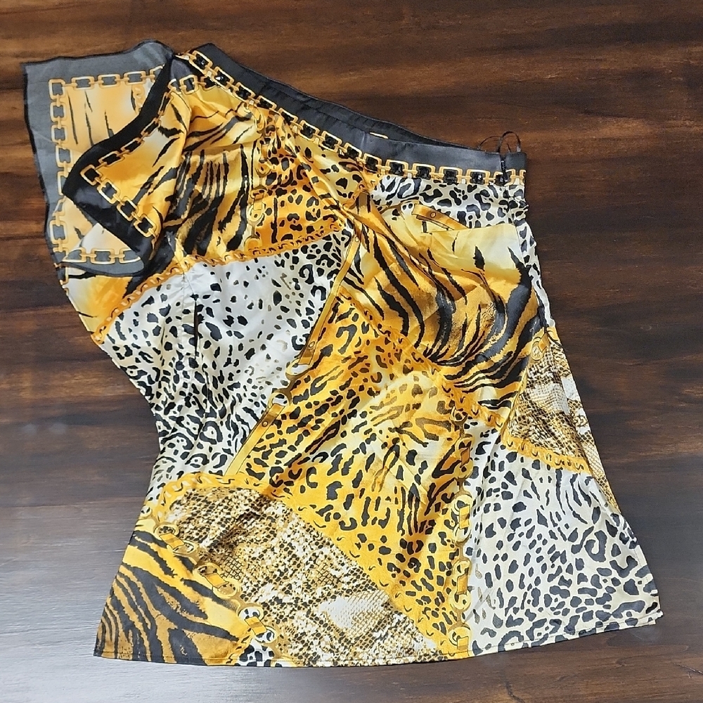 Cache Animal Print Top - Black, Gold, White